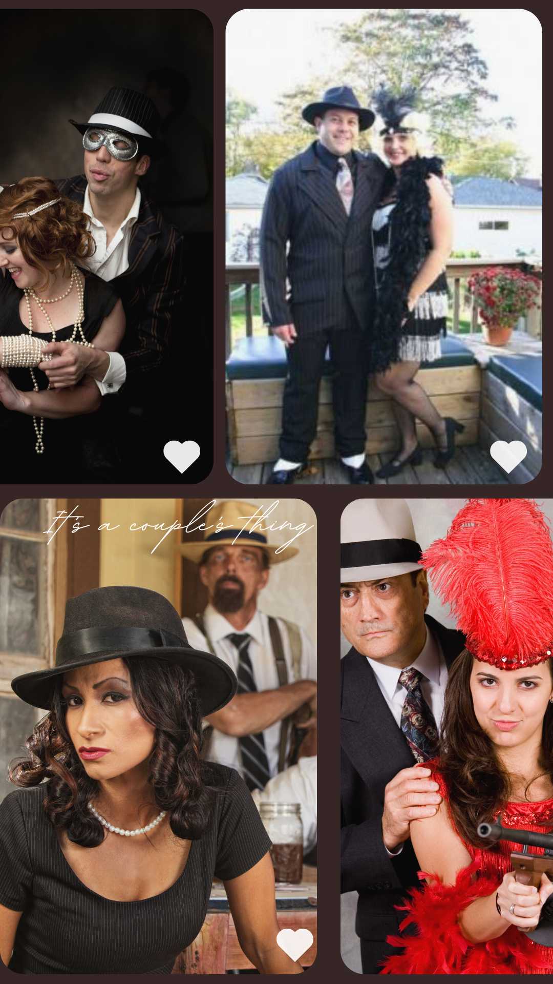 1920 couples costumes, gangsters and flappers
