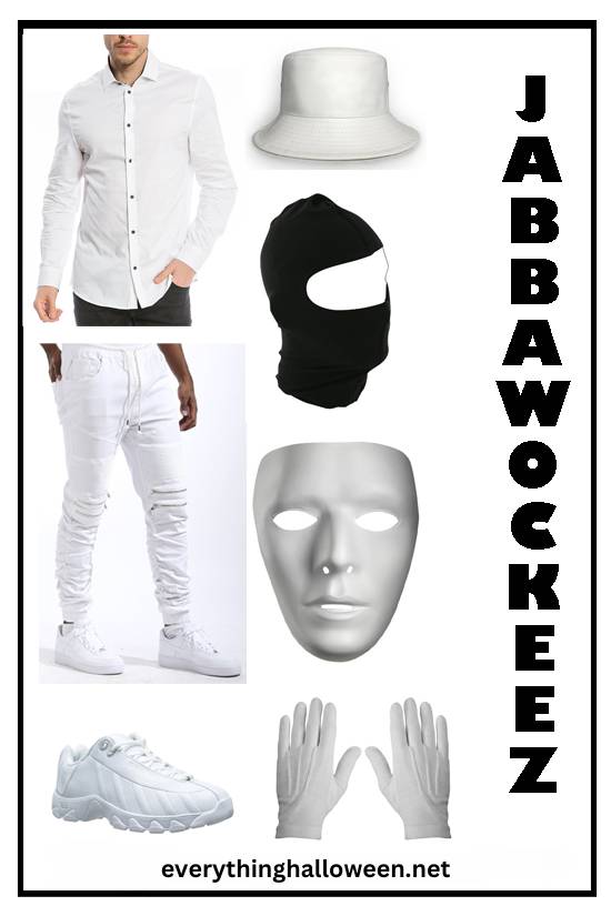 Jabbawockeez white costume, including the black balaclava so that the infamous white mask will still stand out!